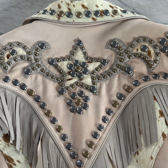 Double D Ranch Cowpoke U Leather Jacket With Fringe - Picture 8 of 12